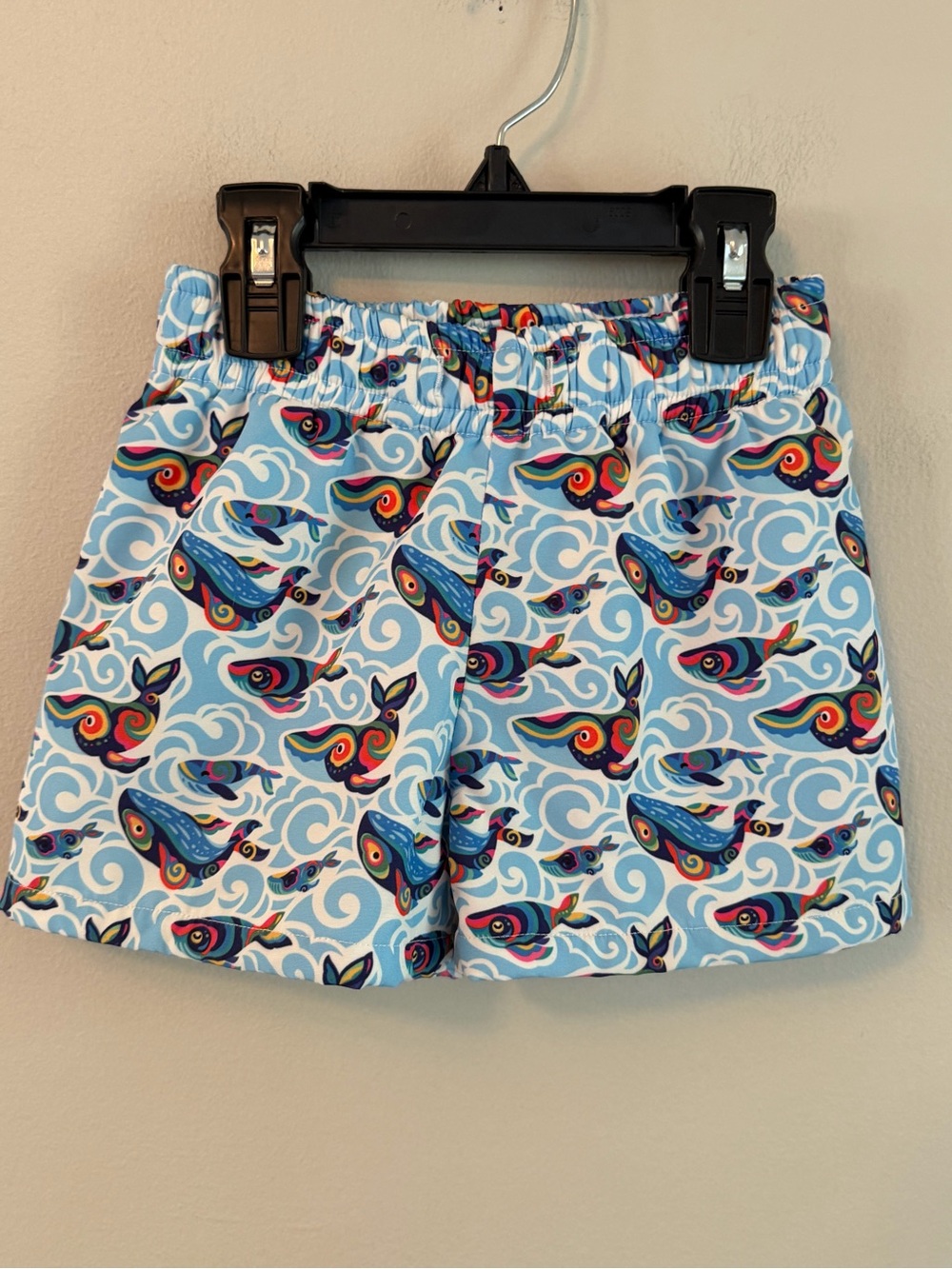 Saltwater Boys Light Blue Whale Print Swim Trunks